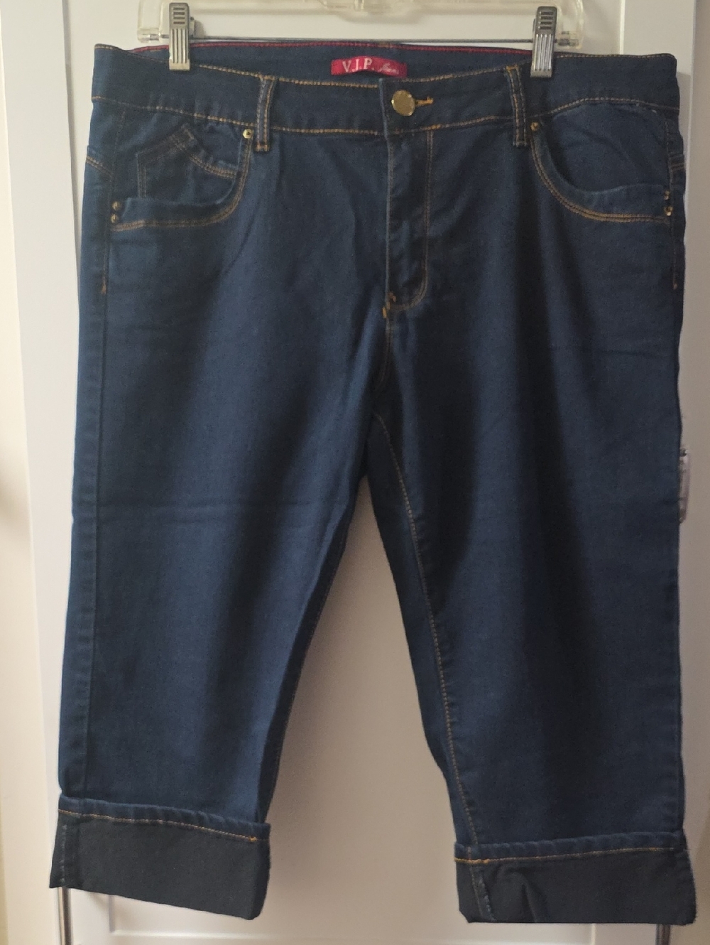 VIP Dark Indigo Cropped Butt Lift Denim Jeans Size 16W